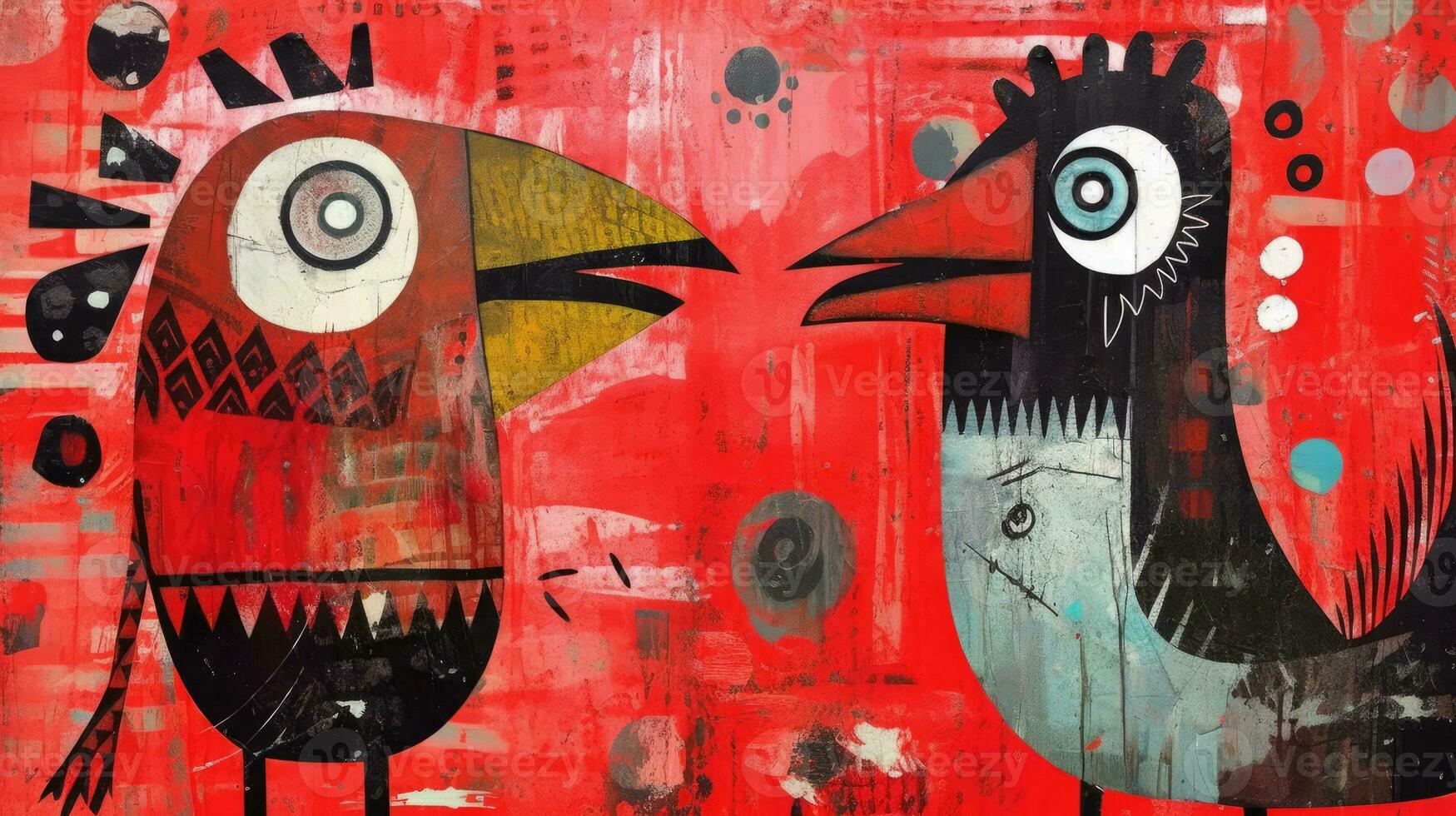 des oiseaux expressif les enfants animal illustration La peinture album main tiré ouvrages d'art mignonne dessin animé photo