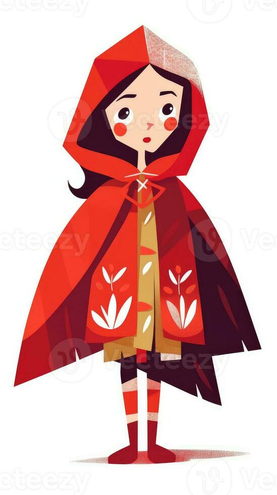 peu rouge équitation capuche Conte de fée personnage dessin animé illustration fantaisie mignonne dessin livre art photo