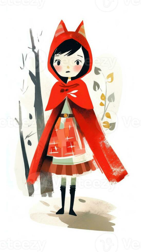 peu rouge équitation capuche Conte de fée personnage dessin animé illustration fantaisie mignonne dessin livre art photo