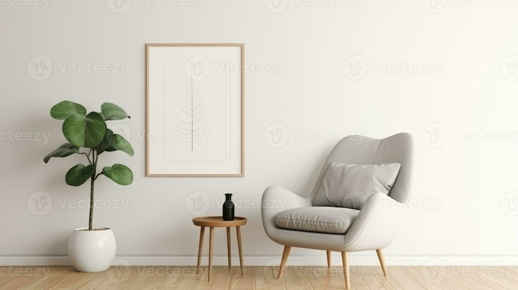 Vide vide Cadre affiche maquette portefeuille vivant pièce présentation meubles vivant pièce blanc photo