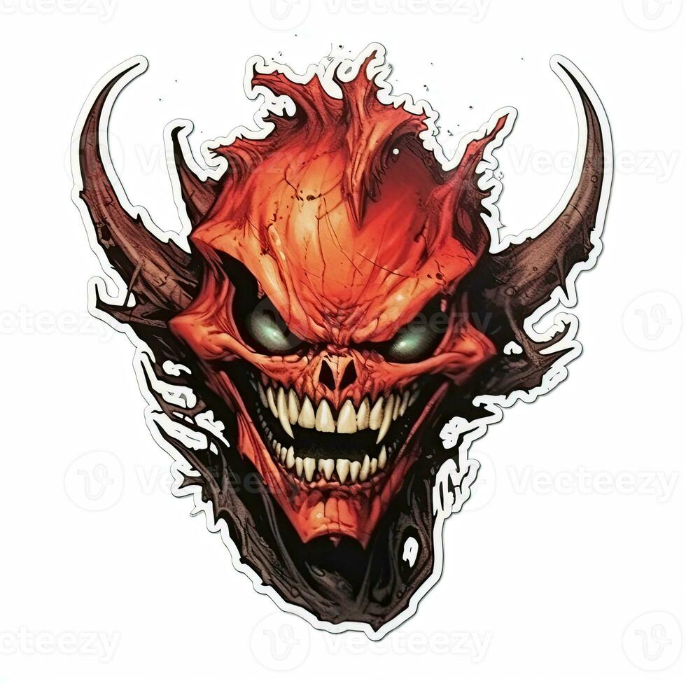 diable Satan démon tatouage autocollant illustration Halloween effrayant terrifiant horreur fou diable photo