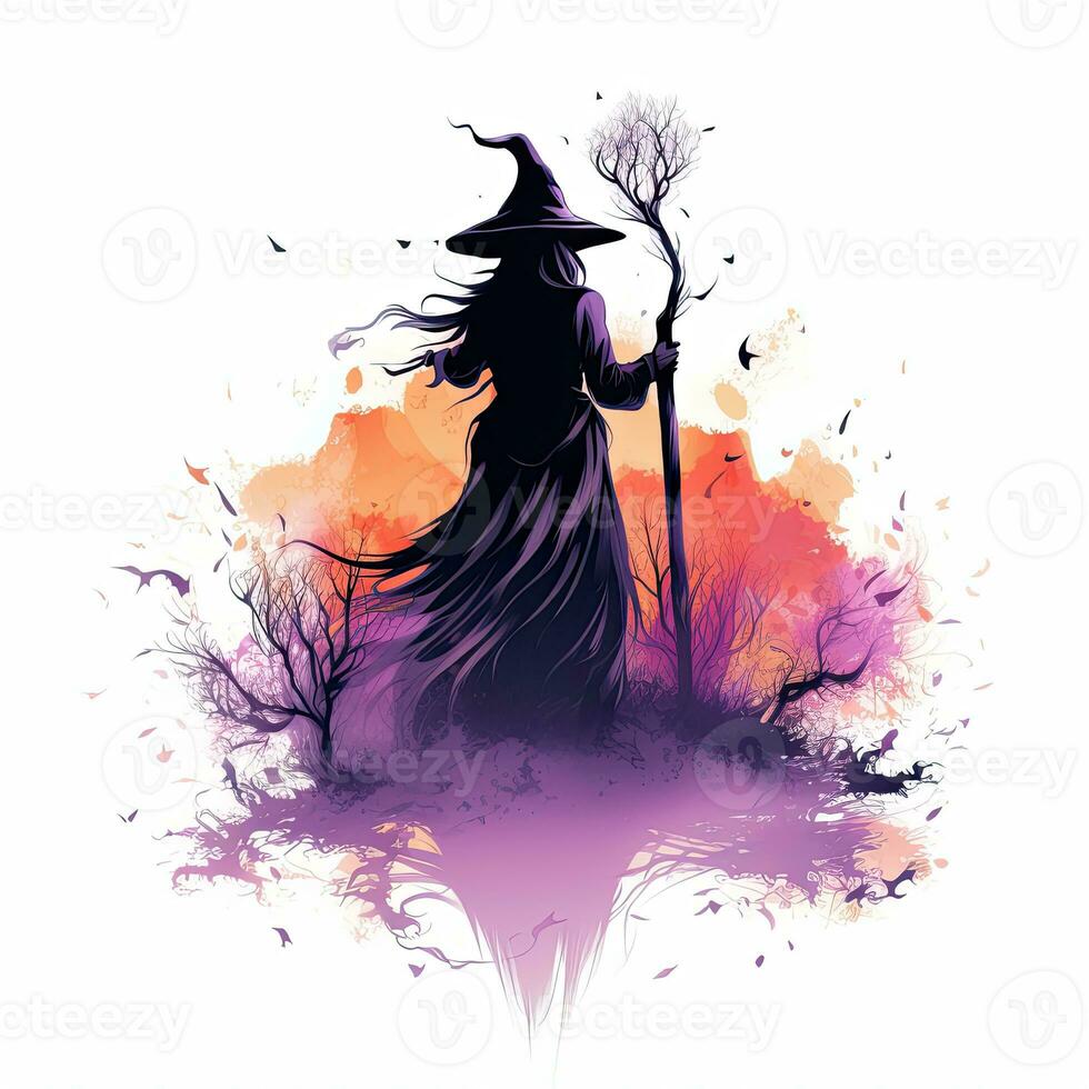 sorcière sorcière Halloween illustration monstre terrifiant horreur isolé vecteur clipart mignonne photo