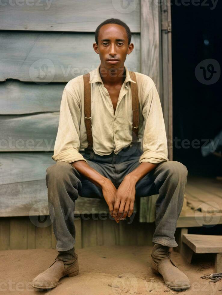 africain américain homme de le de bonne heure années 1900 coloré vieux photo ai génératif