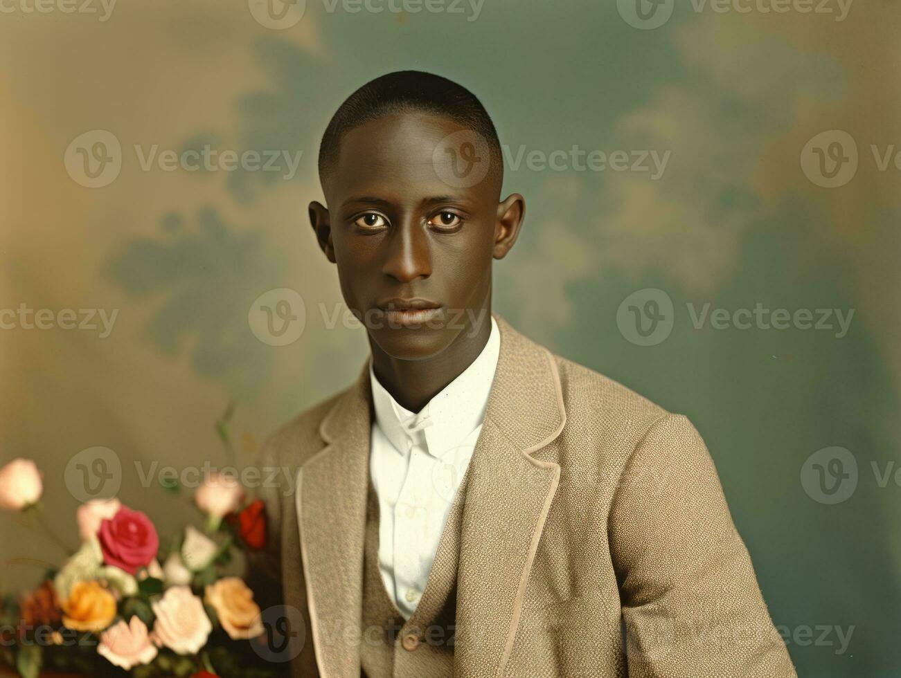 africain américain homme de le de bonne heure années 1900 coloré vieux photo ai génératif