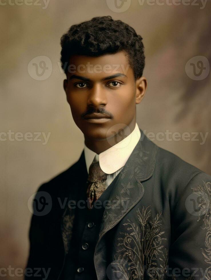 africain américain homme de le de bonne heure années 1900 coloré vieux photo ai génératif