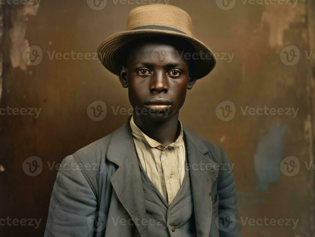 africain américain homme de le de bonne heure années 1900 coloré vieux photo ai génératif