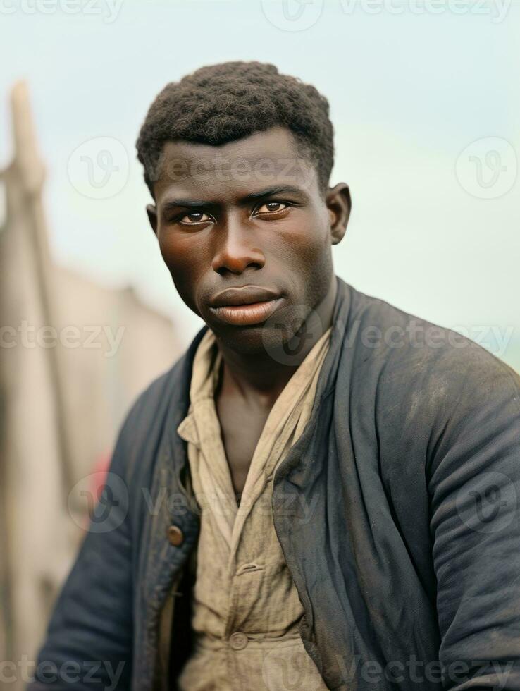 africain américain homme de le de bonne heure années 1900 coloré vieux photo ai génératif