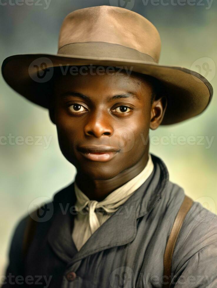 africain américain homme de le de bonne heure années 1900 coloré vieux photo ai génératif