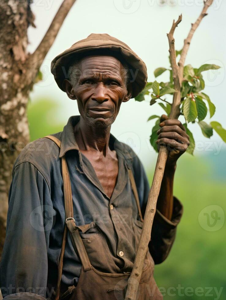 africain américain homme de le de bonne heure années 1900 coloré vieux photo ai génératif