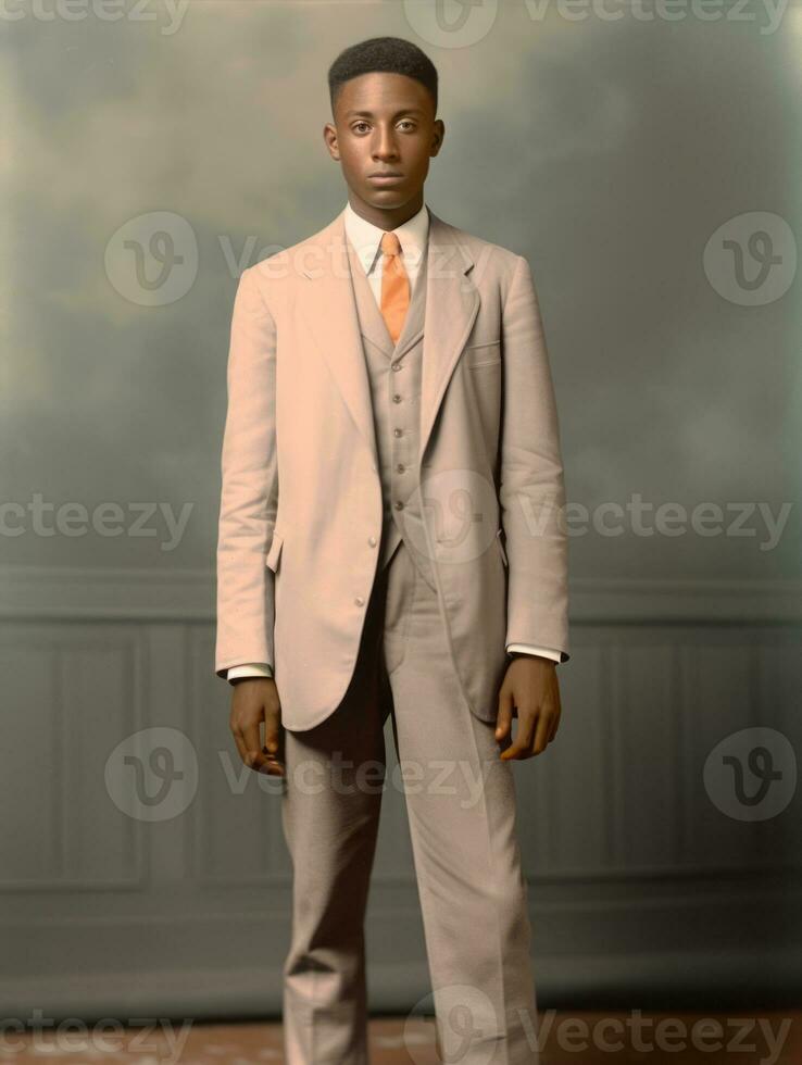 africain américain homme de le de bonne heure années 1900 coloré vieux photo ai génératif