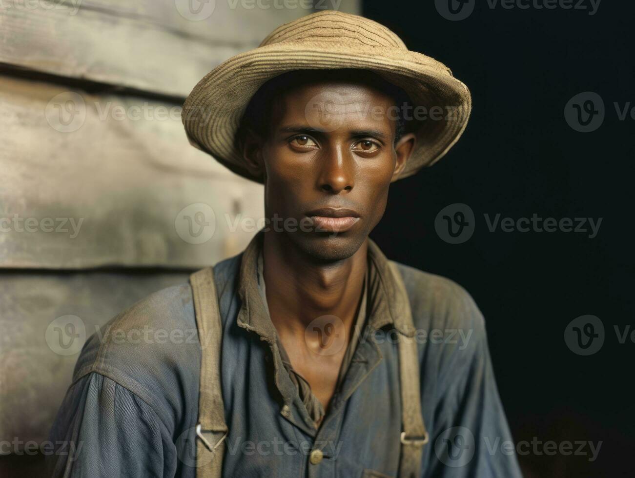 africain américain homme de le de bonne heure années 1900 coloré vieux photo ai génératif