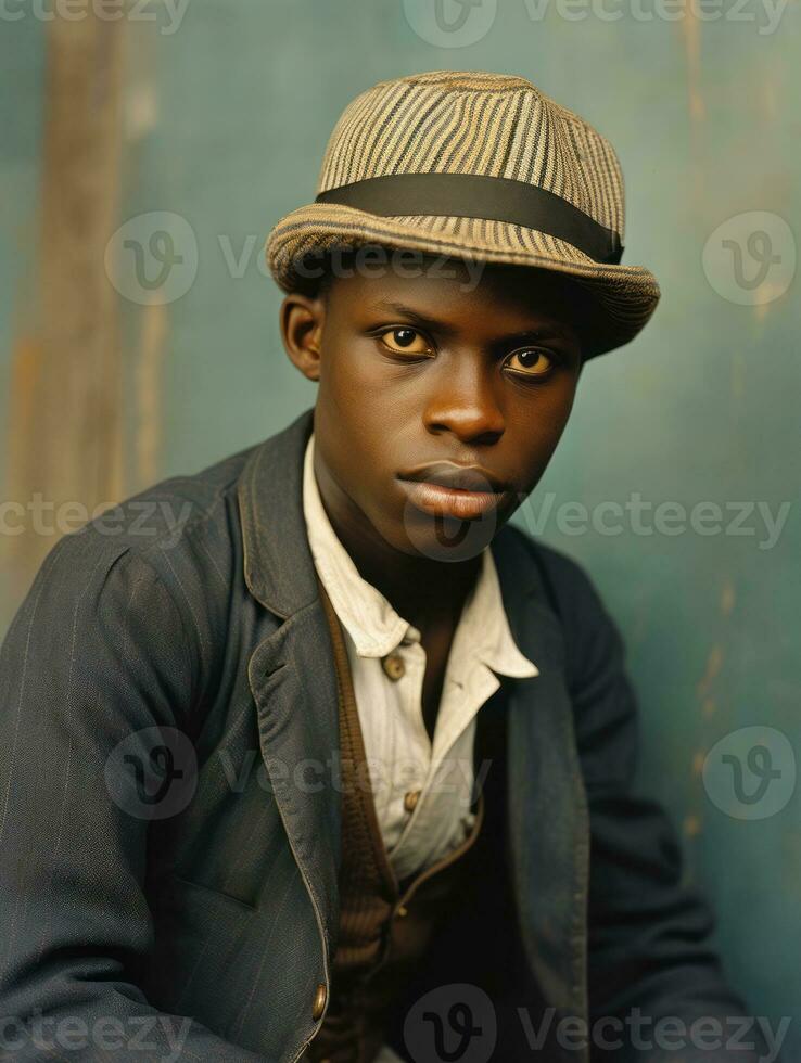 africain américain homme de le de bonne heure années 1900 coloré vieux photo ai génératif