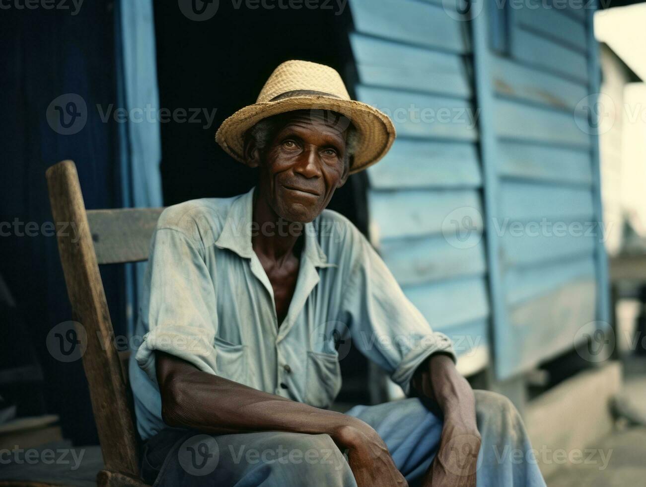 africain américain homme de le de bonne heure années 1900 coloré vieux photo ai génératif