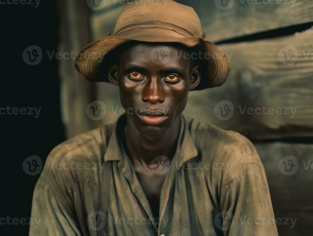 africain américain homme de le de bonne heure années 1900 coloré vieux photo ai génératif