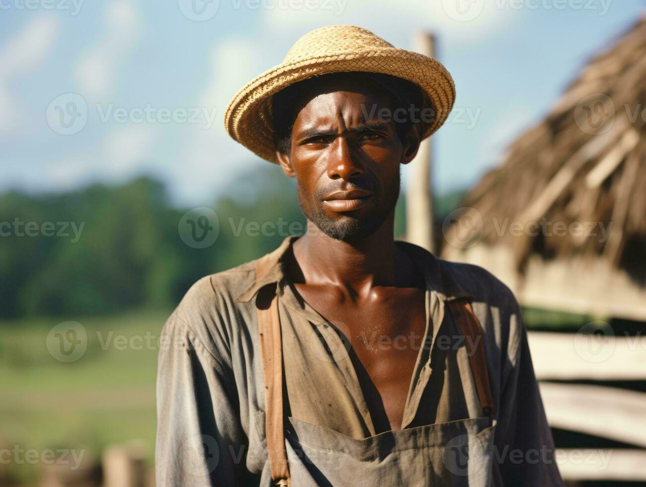 africain américain homme de le de bonne heure années 1900 coloré vieux photo ai génératif