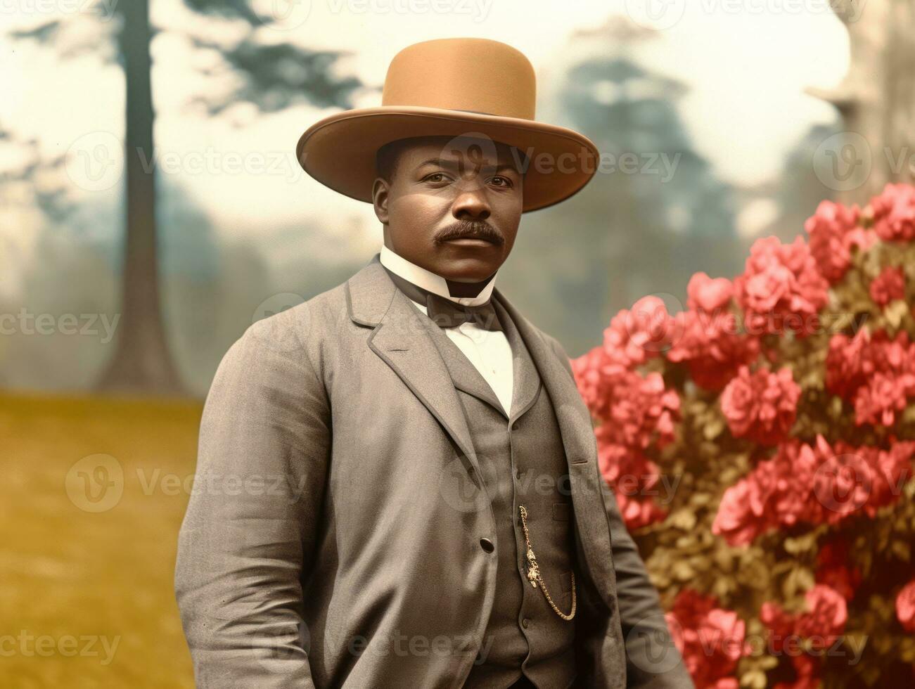 africain américain homme de le de bonne heure années 1900 coloré vieux photo ai génératif