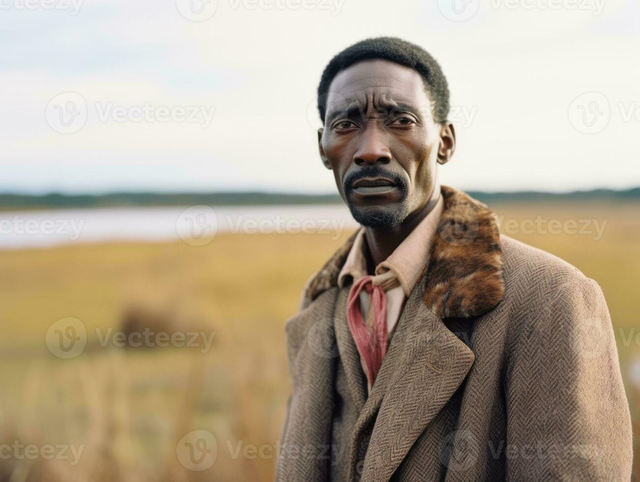 africain américain homme de le de bonne heure années 1900 coloré vieux photo ai génératif