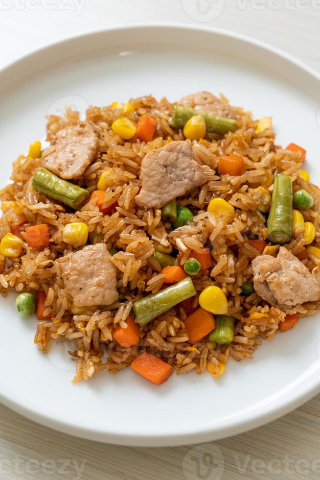 riz frit au porc et légumes photo