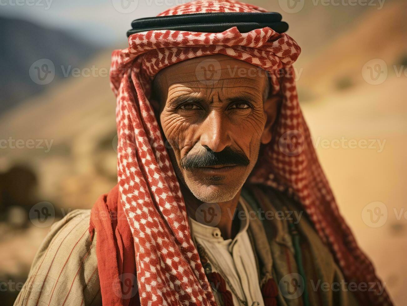 arabe homme de le de bonne heure années 1900 coloré vieux photo ai génératif