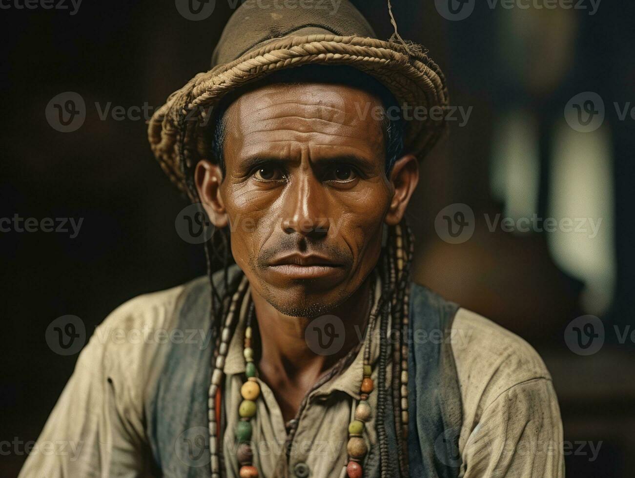 brésilien homme de le de bonne heure années 1900 coloré vieux photo ai génératif