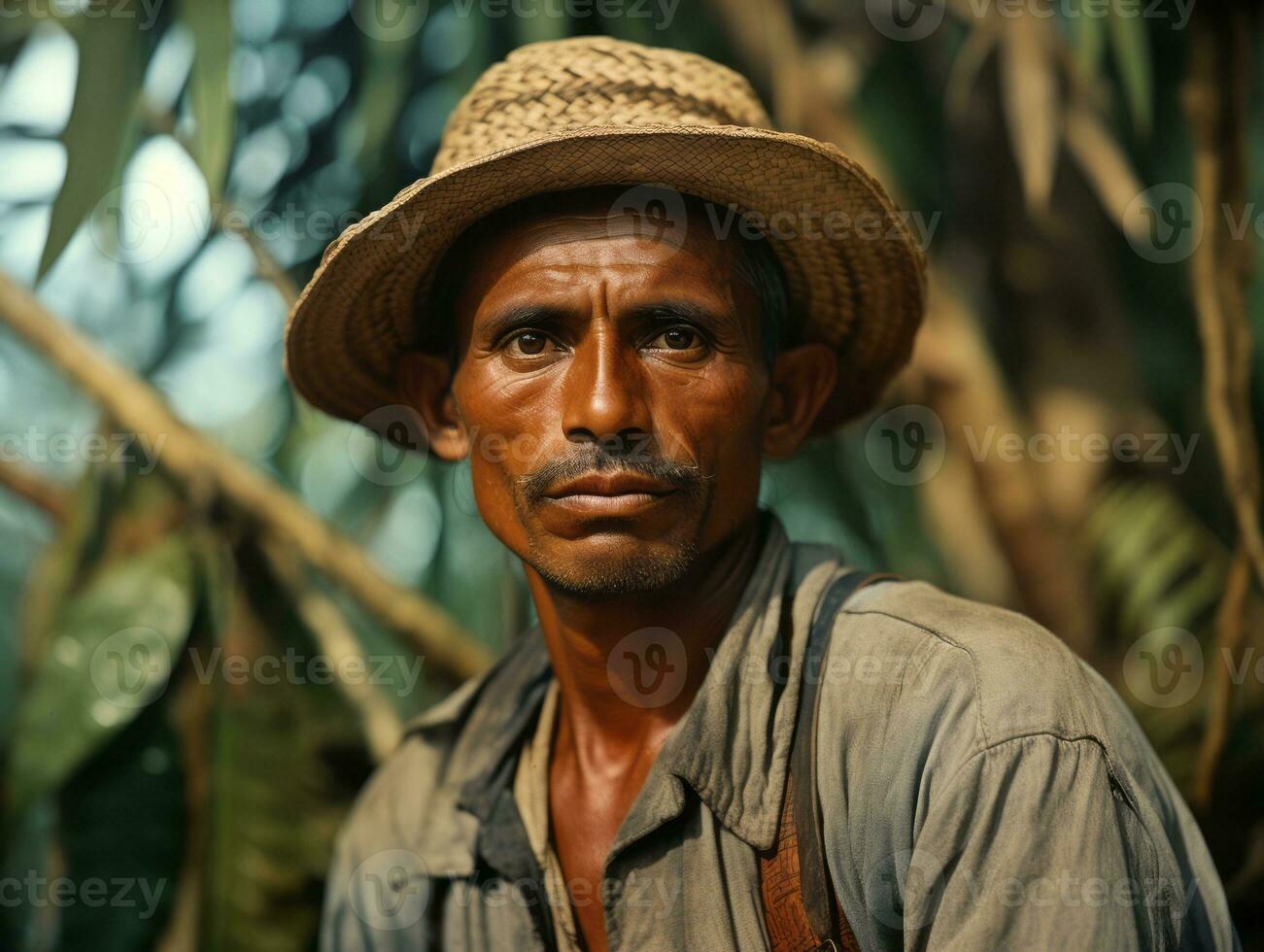 brésilien homme de le de bonne heure années 1900 coloré vieux photo ai génératif