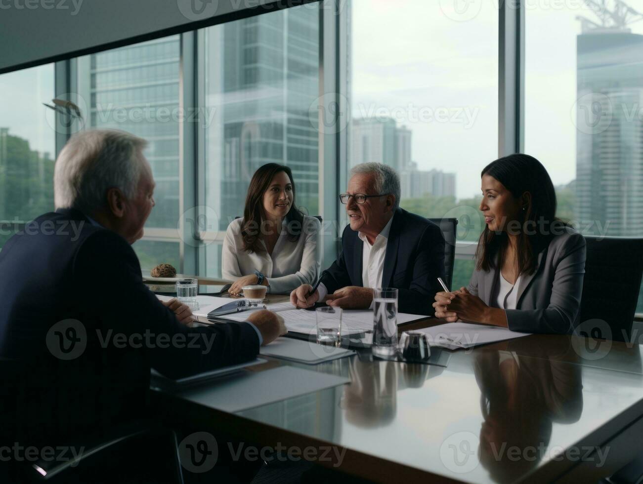 diverse groupe de affaires professionnels est engagé dans une réflexion session ai génératif photo