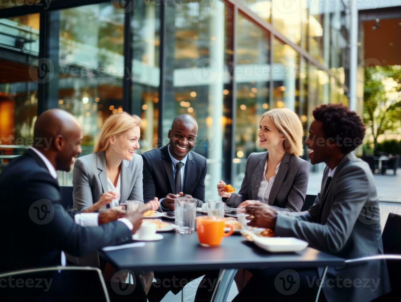 diverse groupe de affaires professionnels est engagé dans une réflexion session ai génératif photo