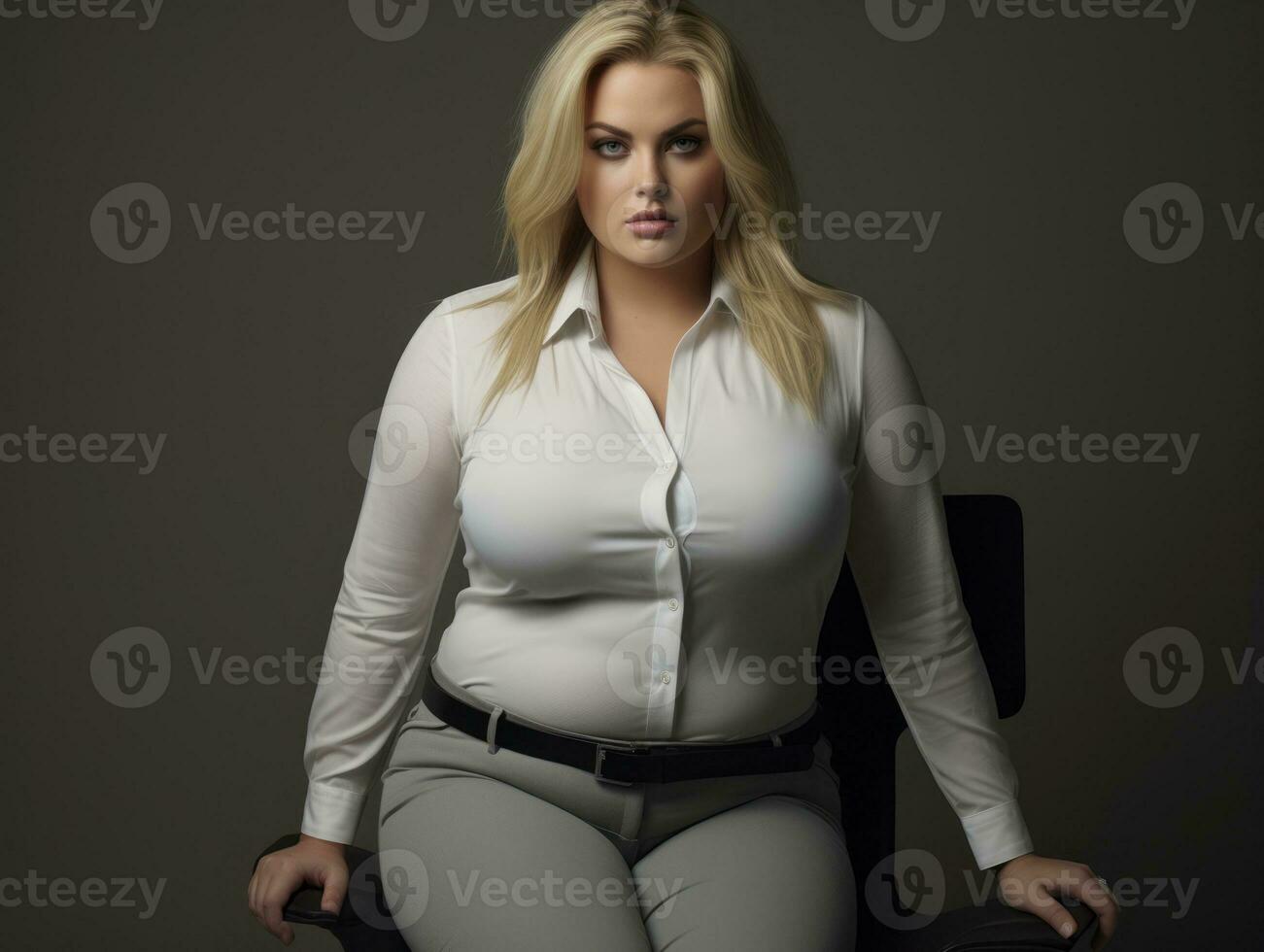 élégant grande taille femme directeur dans une professionnel tenue ai génératif photo