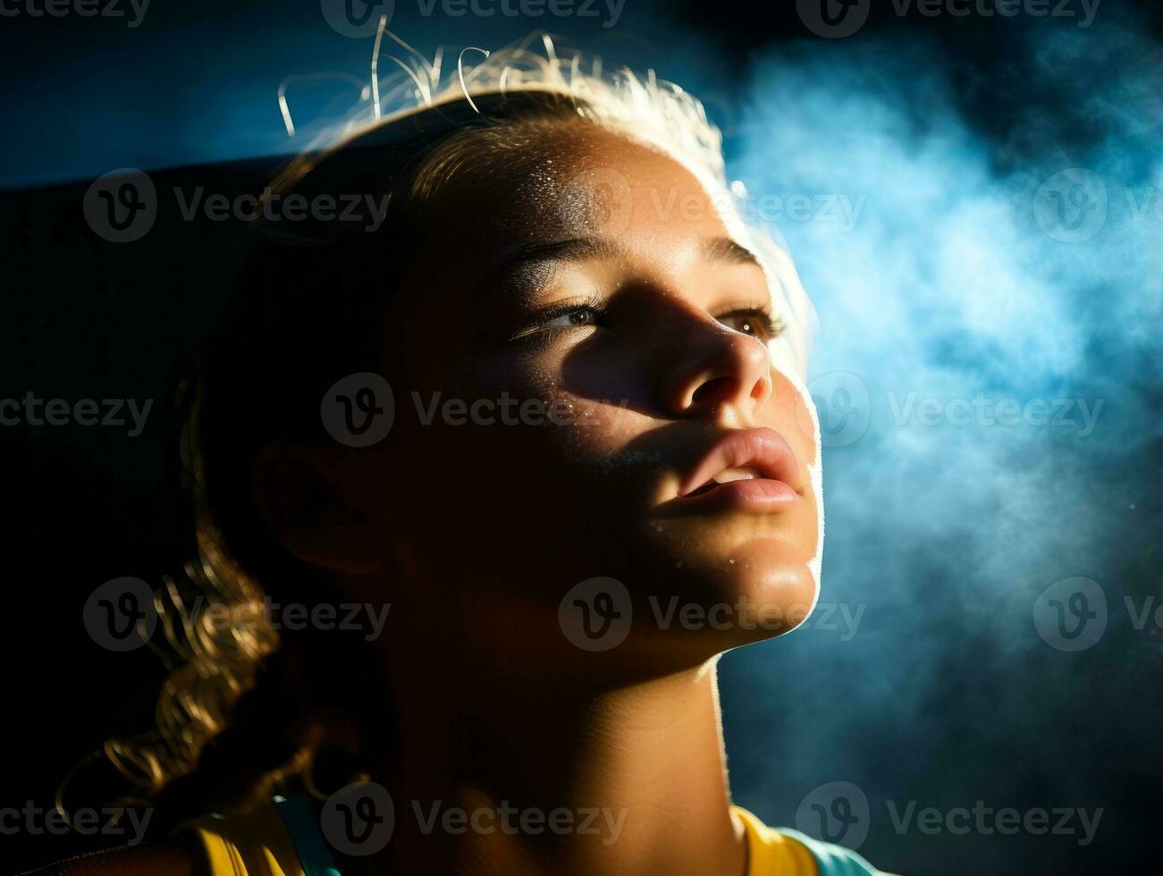 dynamique photographier de femelle athlète ai génératif photo