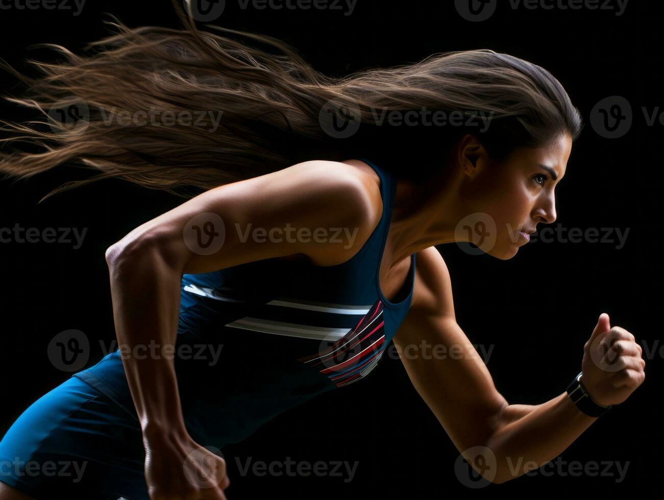 dynamique photographier de femelle athlète ai génératif photo