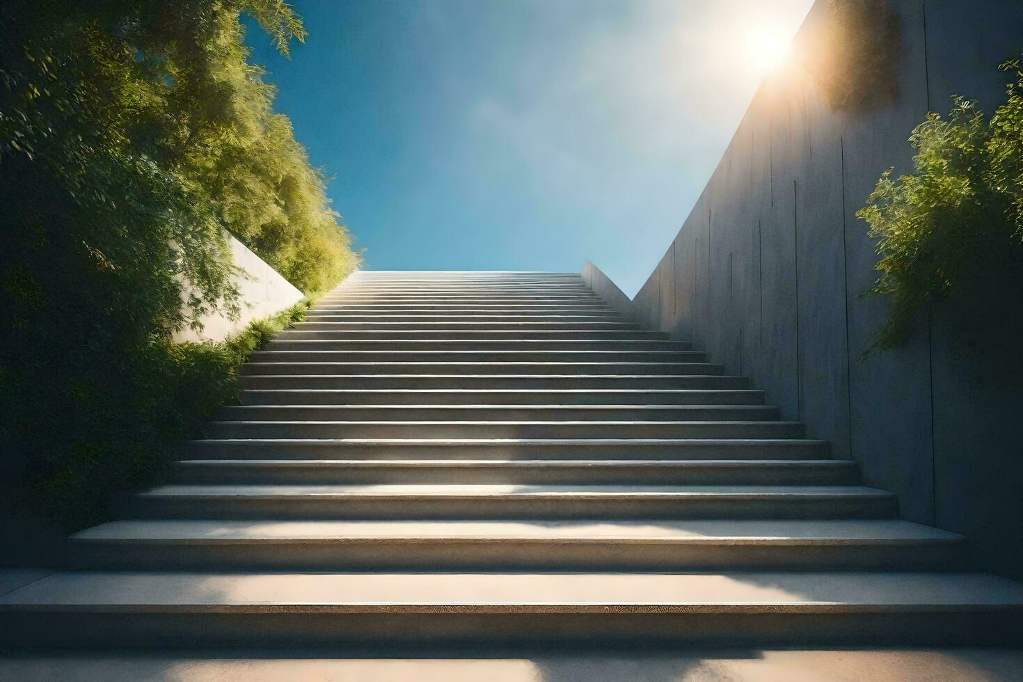 escaliers de premier plan à le ciel. généré par ai photo