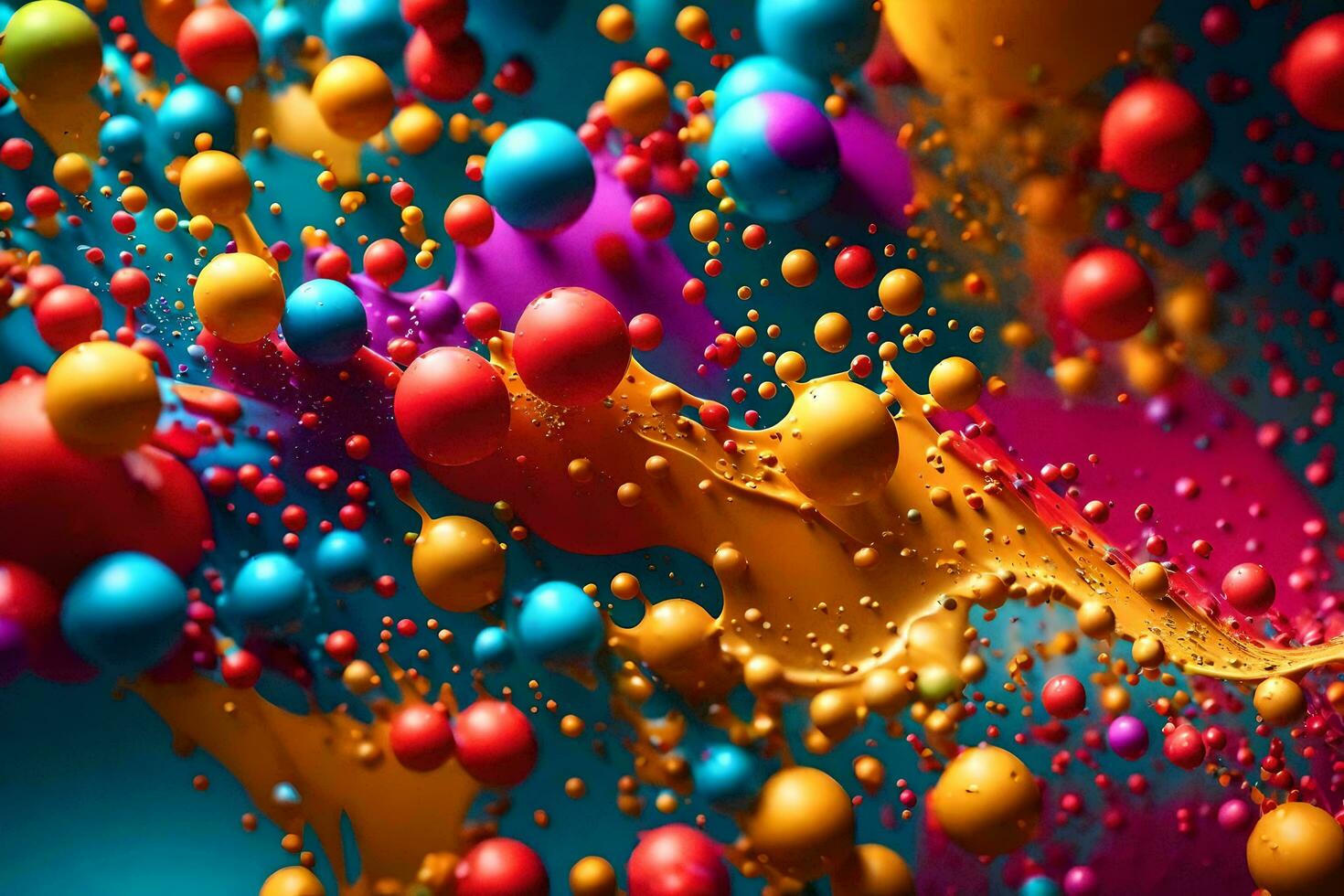 coloré des balles et bulles dans une coloré Contexte. généré par ai photo