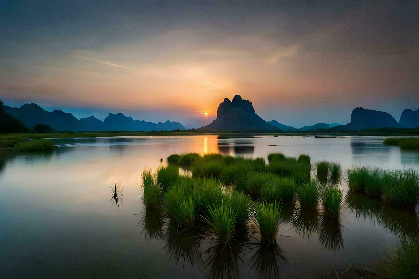 le Soleil monte plus de le montagnes dans le Contexte. généré par ai photo