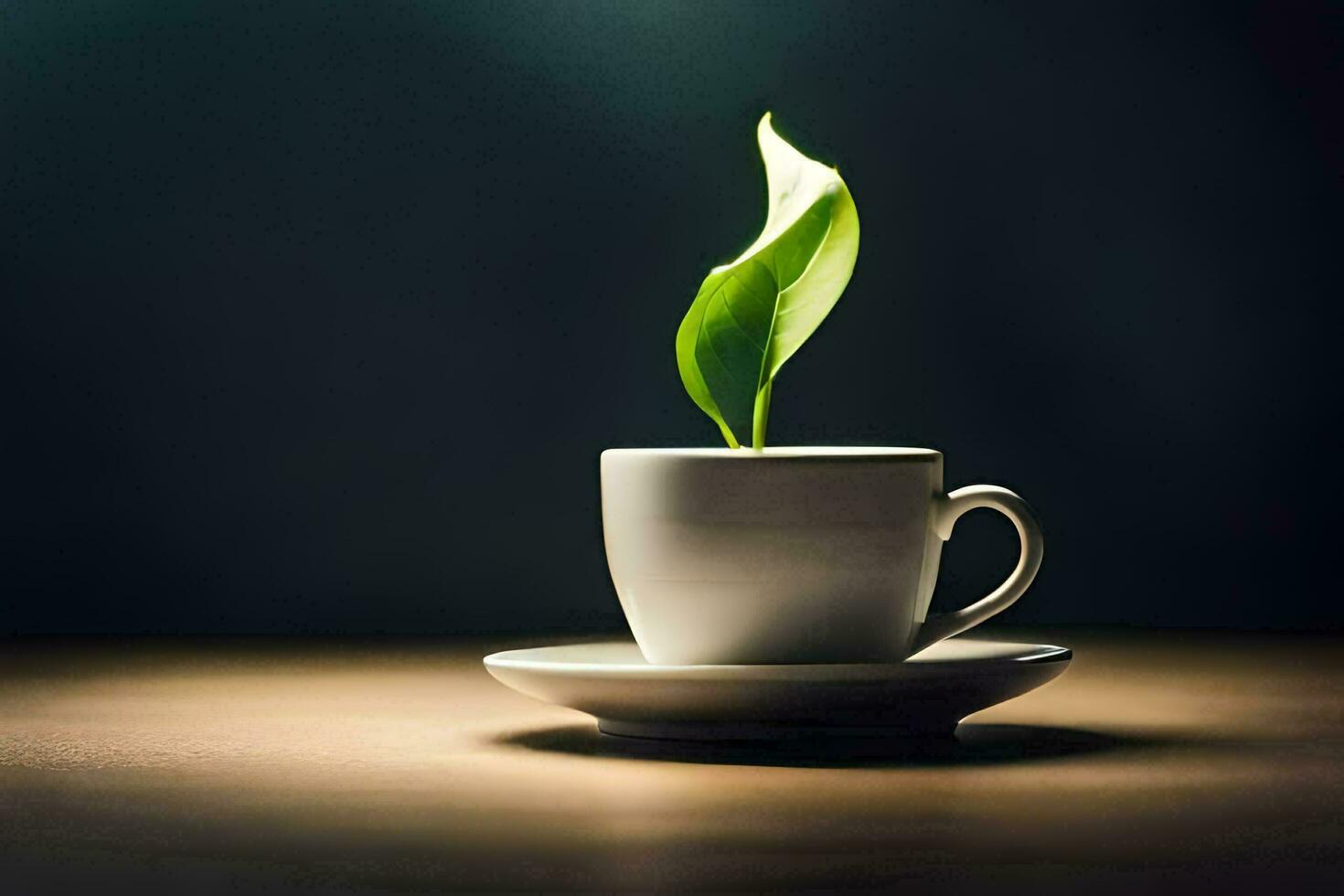 une vert plante choux de une tasse de café. généré par ai photo