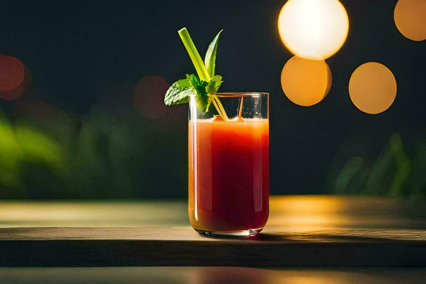 une boisson avec une garnir sur une en bois tableau. généré par ai photo