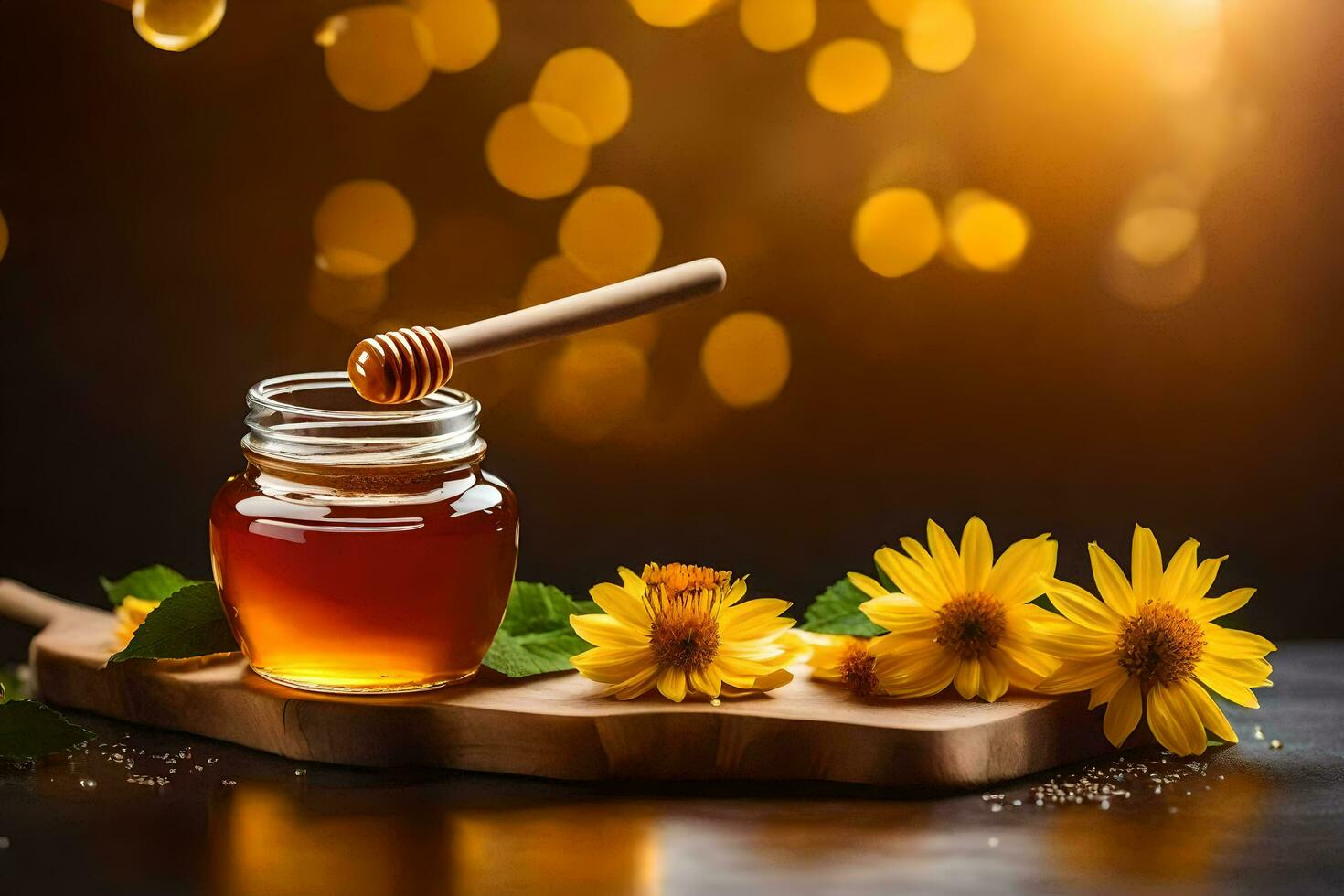 mon chéri et tournesols sur une en bois plateau. généré par ai photo