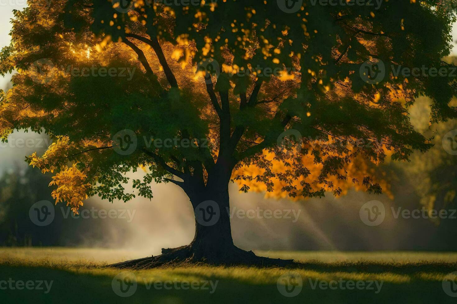 photo fond d'écran le ciel, des arbres, lumière, le soleil, le des arbres, l'automne, le des arbres. généré par ai