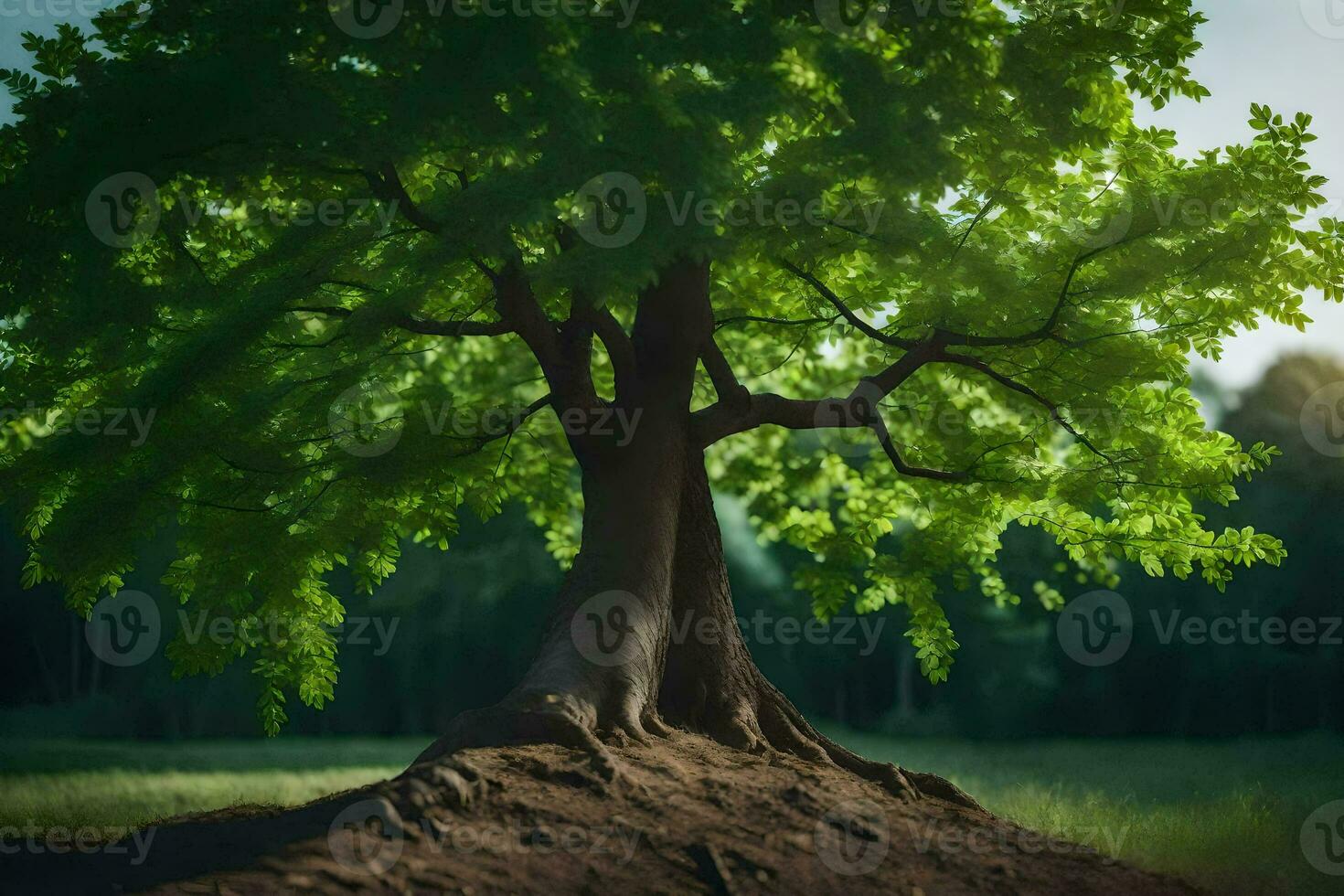 arbre dans le champ. généré par ai photo