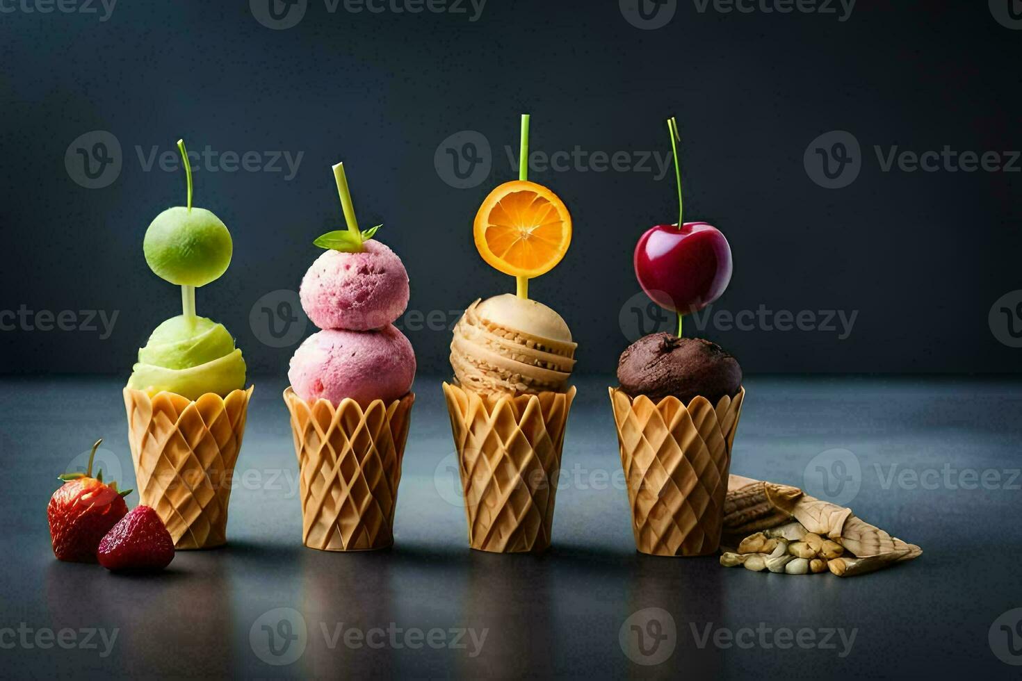 photo fond d'écran le ciel, fruit, la glace crème, le ciel, le ciel, le ciel,. généré par ai