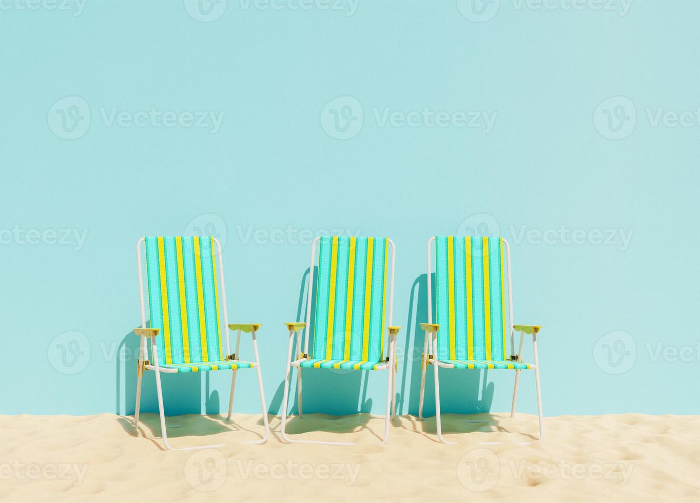 chaises de plage vides sur le sable photo