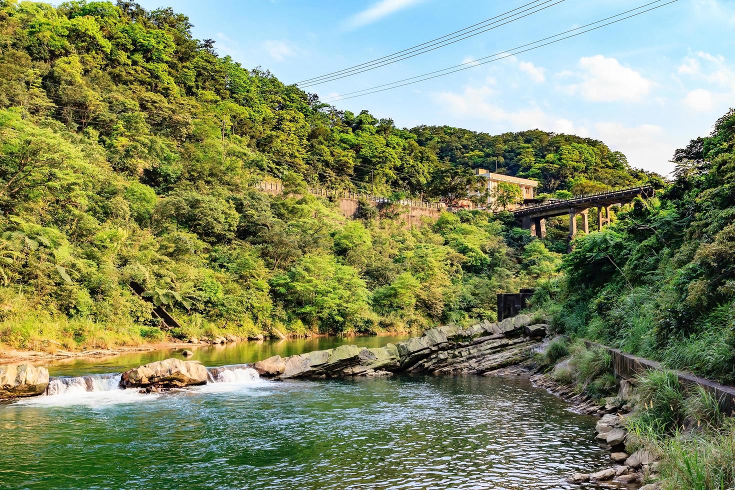 village de chats houtong et pont sur la rivière keelung, taiwan photo