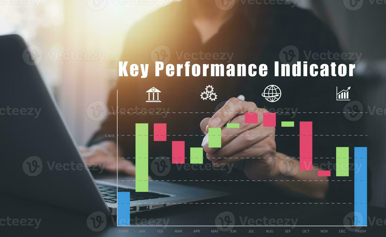 clé performance indicateur Planification kpi, entreprise la gestion affaires l'Internet La technologie concept, homme d'affaire en utilisant une portable avec document gestion, entreprise Ressource la gestion Logiciel système photo