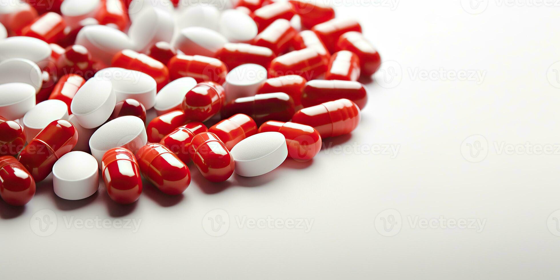 assorti pharmaceutique médicament pilules et capsules sur blanc Contexte. drogues et médicaments. antibiotiques. soins de santé et médical 3d illustration photo