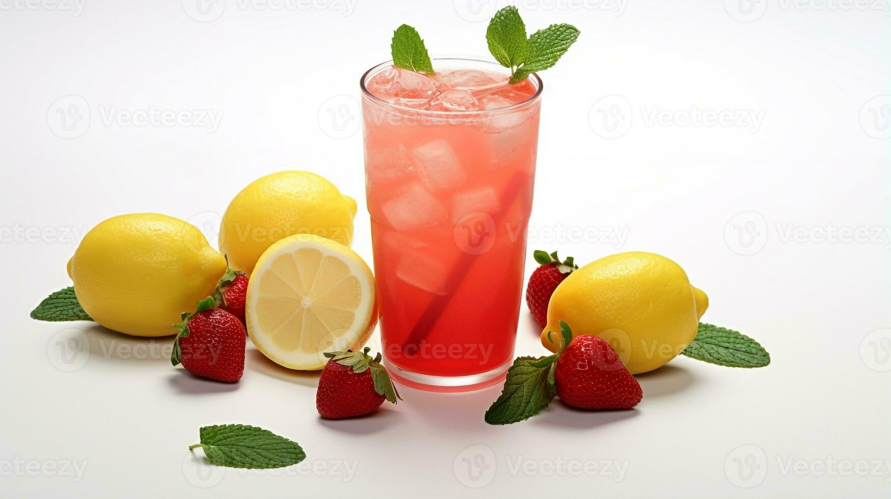 photo de une fraise limonade isolé sur plat blanc Contexte. génératif ai