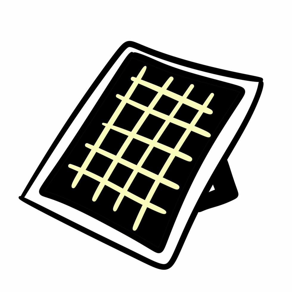 solaire cellule dessin animé icône, contour style photo