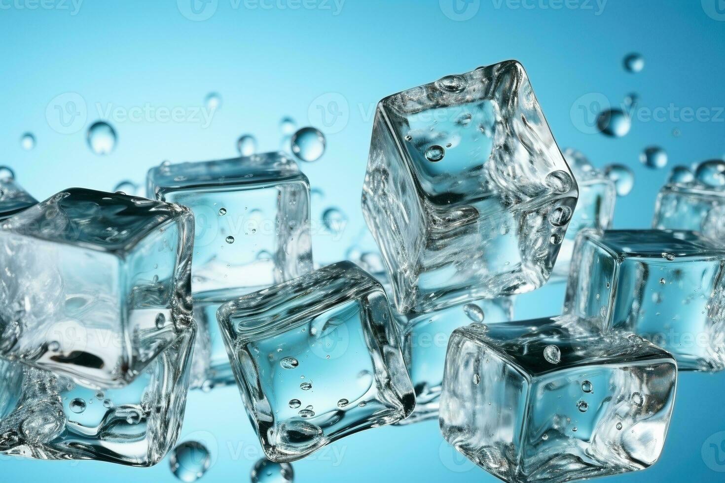 chute la glace cubes ai généré photo