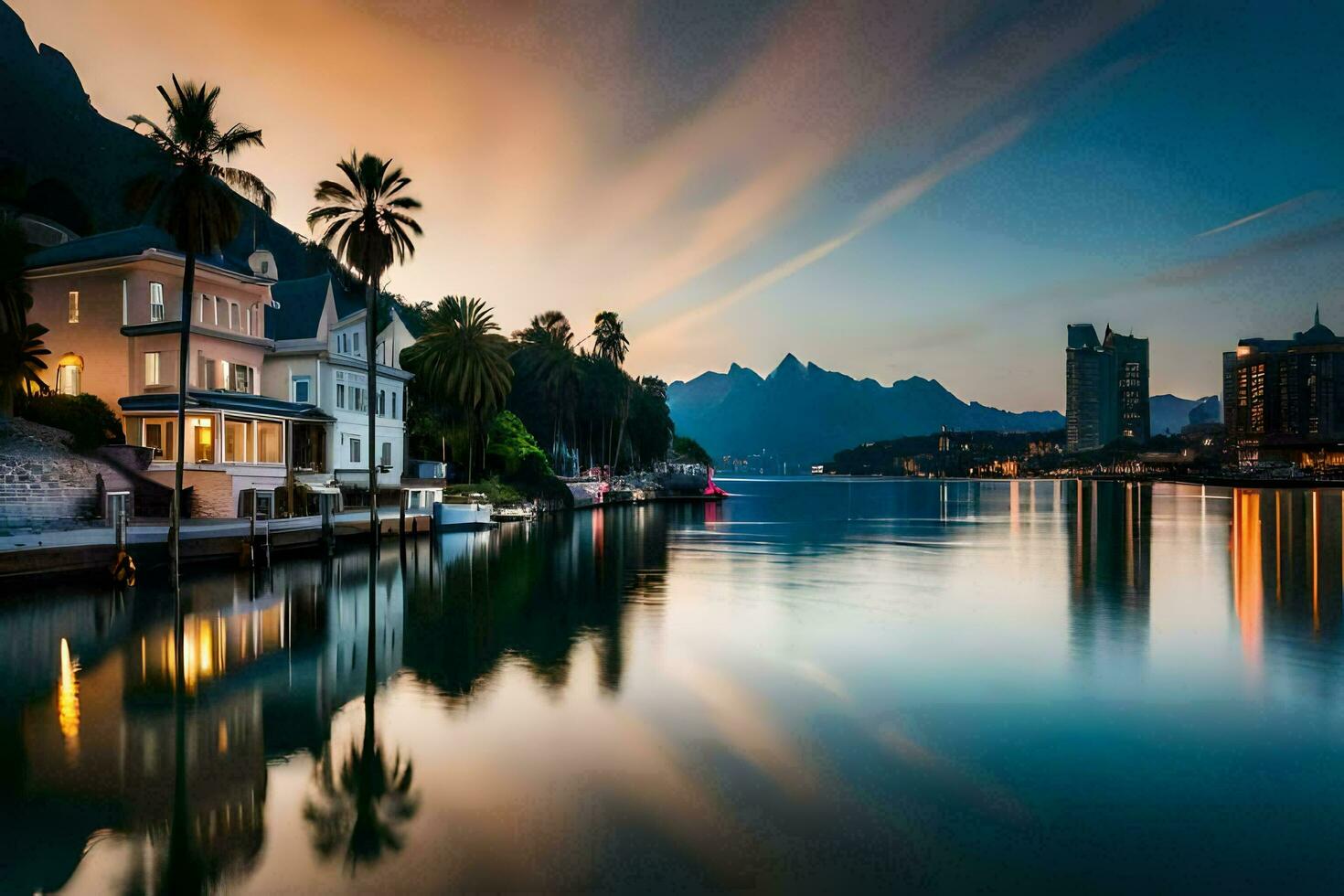 une magnifique le coucher du soleil plus de le Lac dans Genève. généré par ai photo