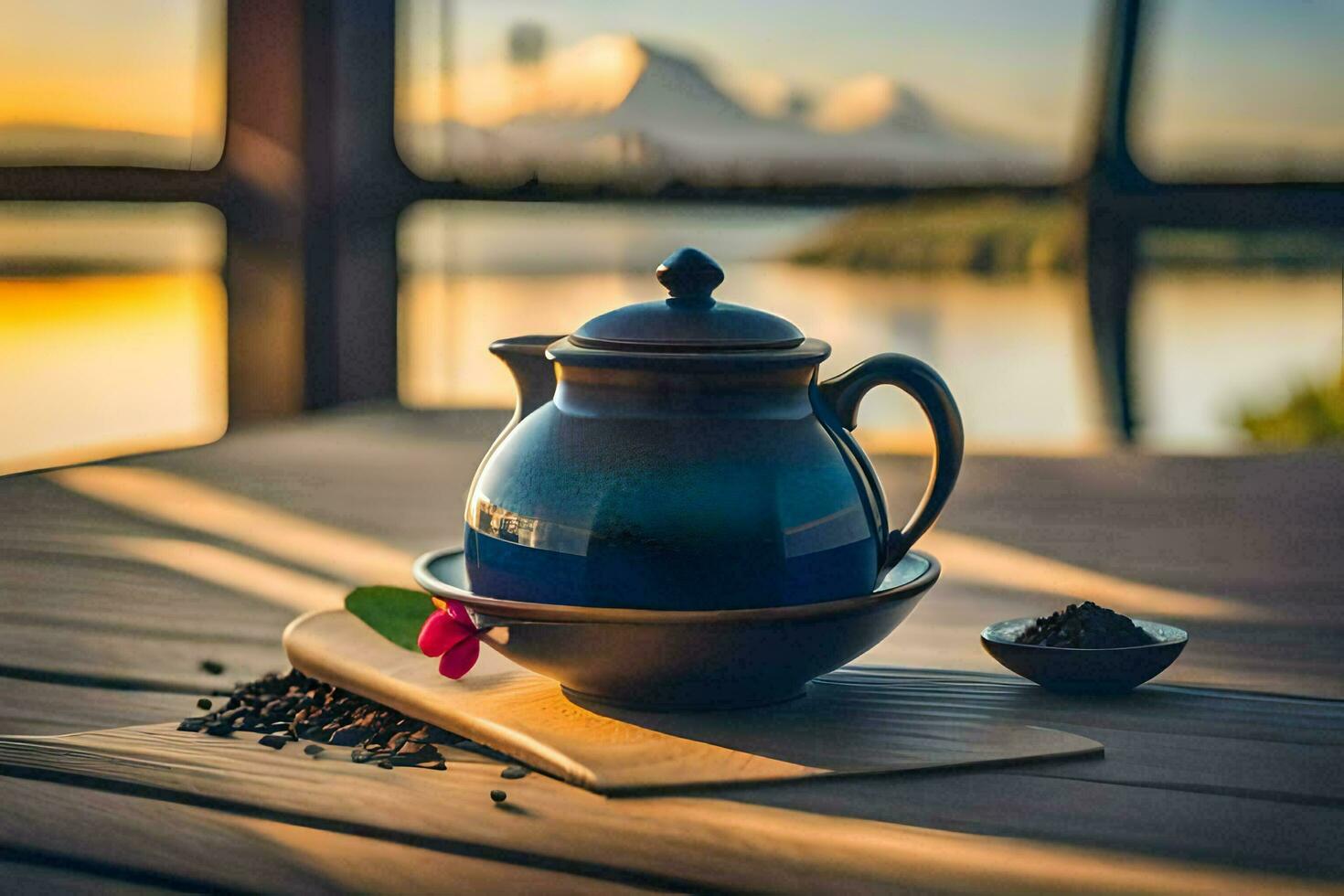 café et thé sur le tableau. généré par ai photo
