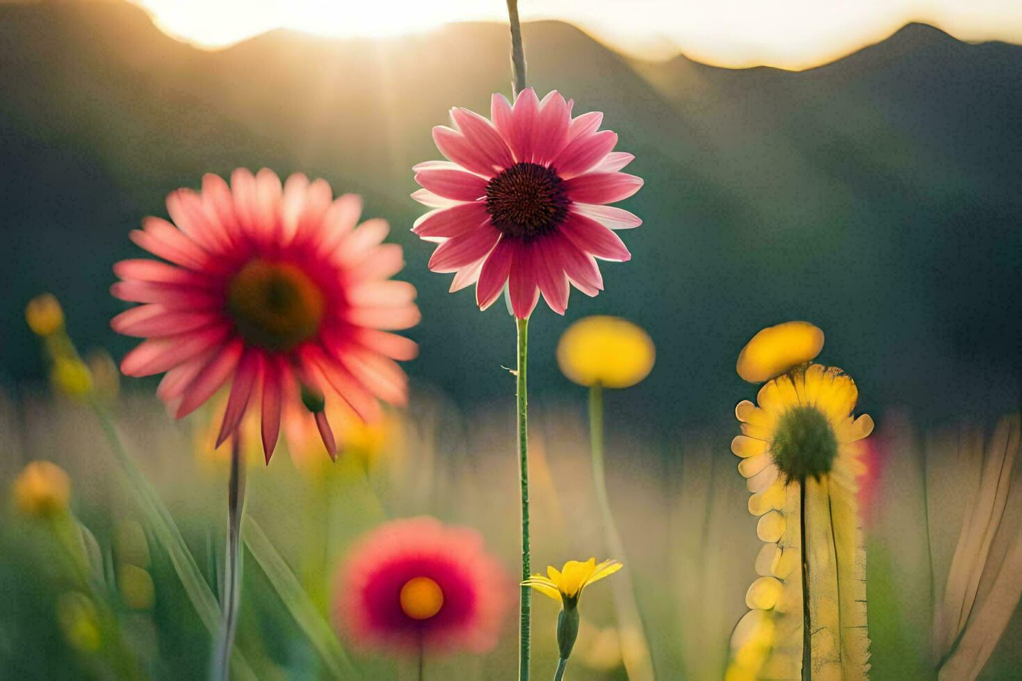 fleurs dans le Soleil. généré par ai photo