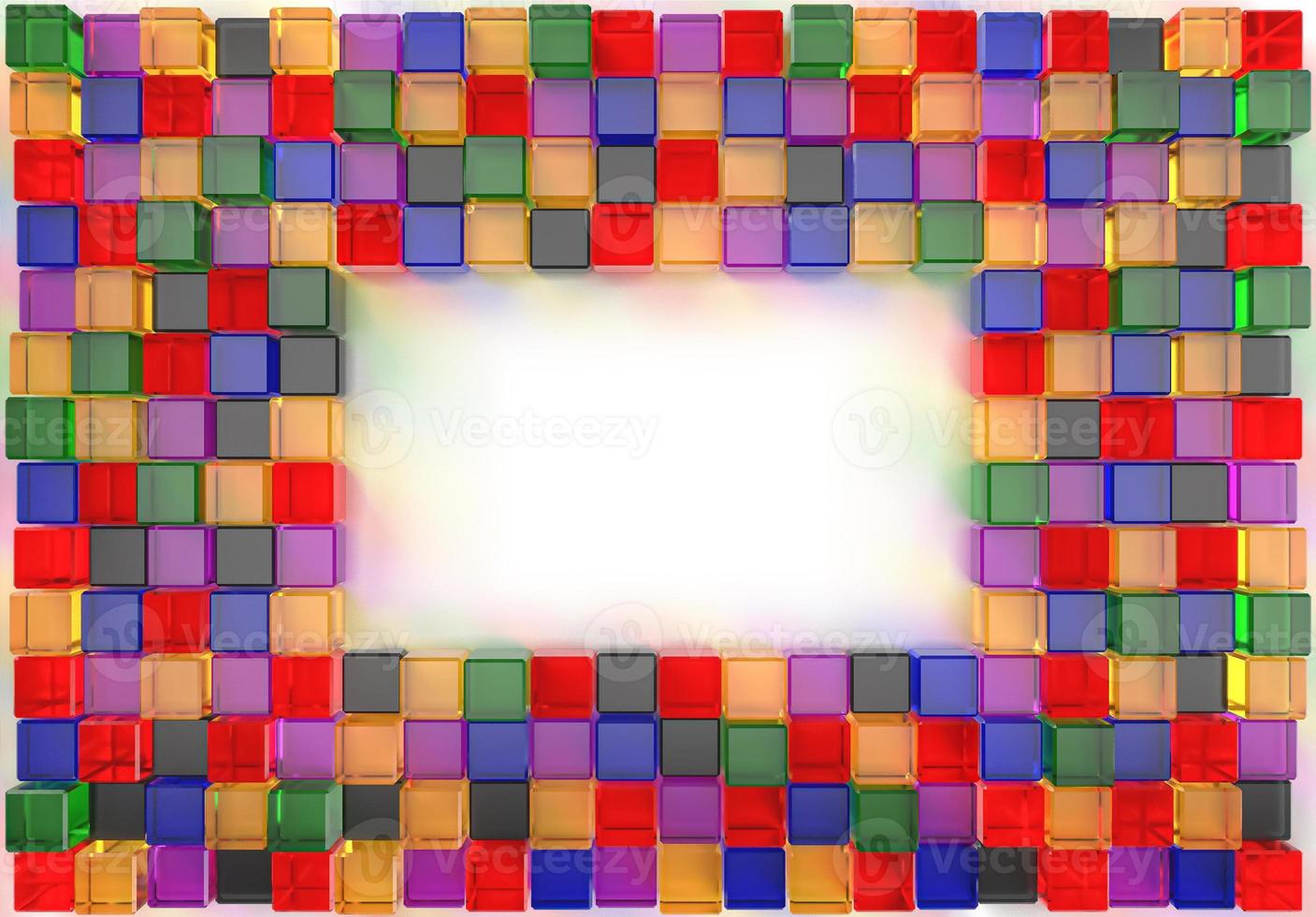 Image de rendu 3D de verre cubique coloré photo